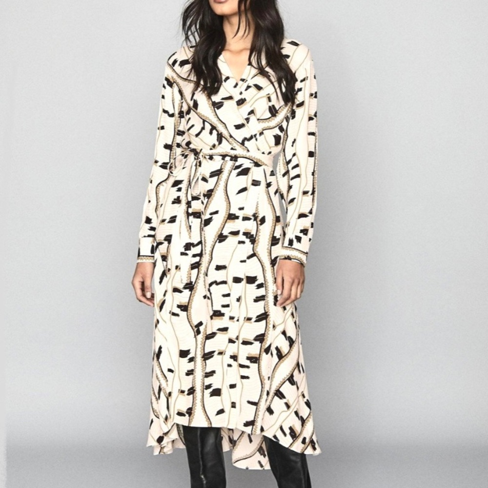 REISS | Sky Lights | Long Sleeve Wrap Dress